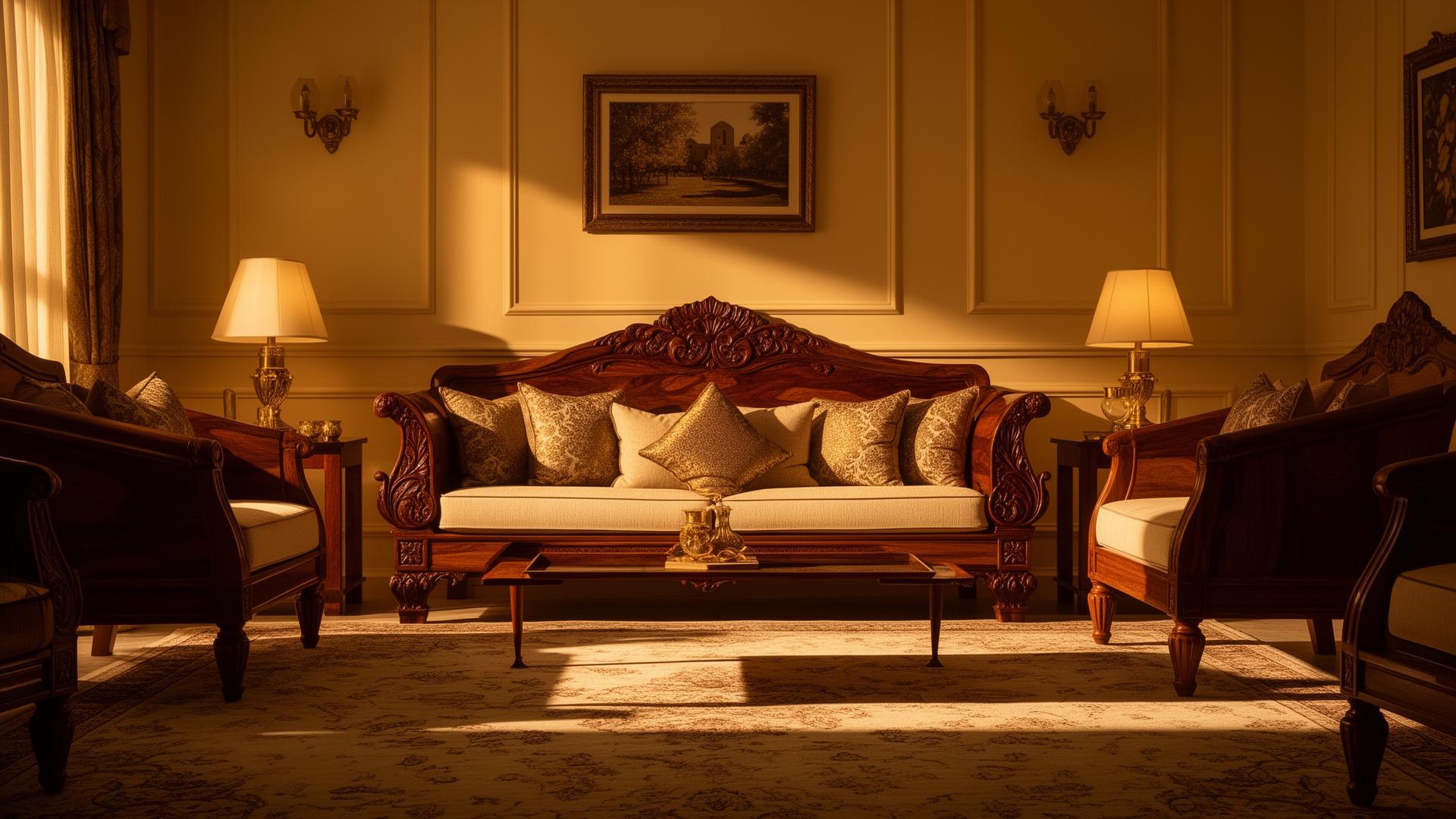 Handcrafted rosewood living room